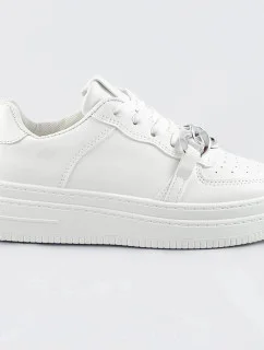 Biele dámske športové topánky s retiazkou (B-545)