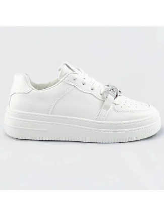 Biele dámske športové topánky s retiazkou (B-545)