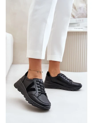 Skórzane Buty Sportowe Damskie Vinceza 7918 Czarne