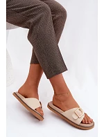 Dámské nazouváky se zlatým přezkou světle béžové Elviane