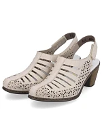 Kožené sandále na podpätku Rieker W RKR49B beige Kožené sandále na podpätku Rieker W RKR49B beige
