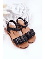 Dziecięce Sandały Z Plecionką Czarne Bailly
