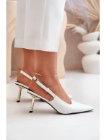 Lakierowane Szpilki Z Odkrytą Piętą Białe Filona