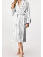 Dámsky župan YI2522605F biela/sivá - DKNY Dámsky župan YI2522605F biela/sivá - DKNY