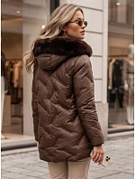 Dámska zimná prešívaná bunda LOVEINSIDE s kožušinou, hnedá, FashionStreet TY5052 Dámska zimná prešívaná bunda LOVEINSIDE s kožušinou, hnedá, FashionStreet TY5052