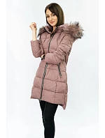 Dámska prešívaná zimná bunda s kapucňou Old Pink (7702) Dámska prešívaná zimná bunda s kapucňou Old Pink (7702)