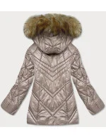 Dámska prechodná bunda s kapucňou camel (H-97)