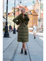 Dlhá zimná bunda s kožušinovým golierom khaki (j9-071) Dlhá zimná bunda s kožušinovým golierom khaki (j9-071)