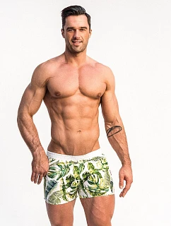 Pánske plavky Playo Palm biele/listy – Alpha Male