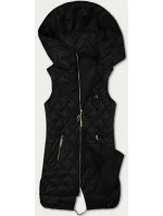Čierna dámska prešívaná vesta s kapucňou S'West (B8339-1)