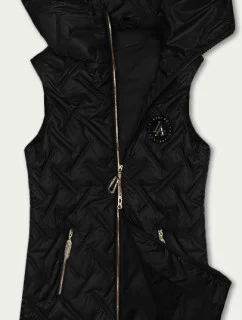Čierna dámska prešívaná vesta s kapucňou S'West (B8339-1)