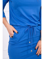 Viskózové šaty s viazaním v páse nevädzovo modrej