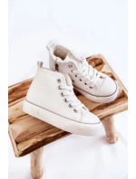 Dziecięce Wysokie Trampki Na Suwak Big Star KK374227 Białe