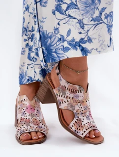 Ażurowe Sandały Damskie Na Słupku Multikolor Tosine