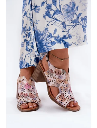 Ażurowe Sandały Damskie Na Słupku Multikolor Tosine