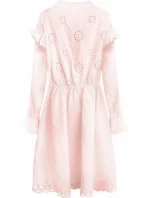 Bavlnené dámske šaty v púdrovo ružovej farbe s výšivkou (303ART)