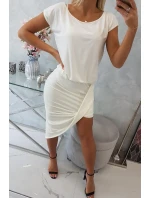 Asymetrické šaty vo farbe ecru