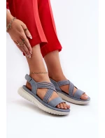 Ľahké dámske pohodlné sandále na suchý zips Blue Ceclea Ľahké dámske pohodlné sandále na suchý zips Blue Ceclea