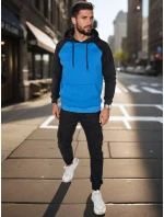 Pánska základná mikina s kapucňou modrá FashionStreet BX5893 Pánska základná mikina s kapucňou modrá FashionStreet BX5893