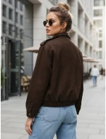 FashionStreet dámska semišová bomber bunda v čokoládovej farbe TY5571