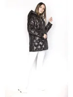 Čierna dámska bunda s ozdobným prešívaním (AG1-J9086)