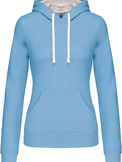 Kariban K 465 Dámska mikina s kontrastnou kapucňou 20.K465 sky blue/white
