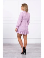 Šaty s ozdobnými volánikmi fialovej