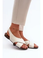 Zazoo 40407 Sandały Skórzane Damskie Jasnobeżowe