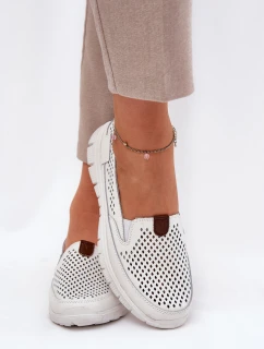 Ażurowe Baleriny Ze Skóry Naturalnej Vinceza 95336 Białe