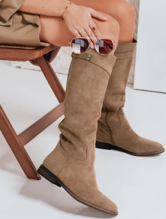 Dámske semišové čižmy na nízkom podpätku béžové FashionStreet ZY1088