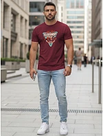 Pánske bavlnené tričko s potlačou HOT ROD GARAGE bordová FashionStreet NX5093R Pánske bavlnené tričko s potlačou HOT ROD GARAGE bordová FashionStreet NX5093R