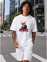 Pánske oversize tričko s medvedíkom a nápisom biele FashionStreet NX1025R Pánske oversize tričko s medvedíkom a nápisom biele FashionStreet NX1025R