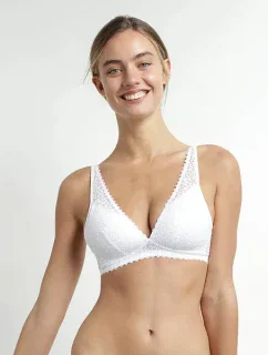 Dámska čipkovaná podprsenka s kosticami DIM TRIANGLE SOFT PADDED BRA - DIM - biela