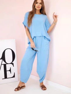 Viskózová blúzka + nohavice modrá