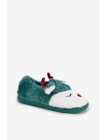 Vánoční dámské pantofle s motivem soba kožené zelené Orsella