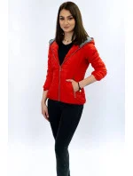 Oranžová dámska bunda s kapucňou (DL011)