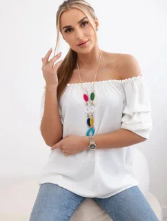Španielska blúzka s ozdobnými rukávmi ecru