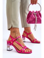 Lakierowane Sandałki Na Ozdobnym Słupku D&A CR-232 Fuksja