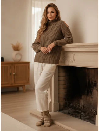 GOLFIVA dámsky sveter béžový FashionStreet MY2403