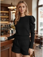 Dámsky sveter s bufetom ELENORI black FashionStreet MY2465 Dámsky sveter s bufetom ELENORI black FashionStreet MY2465