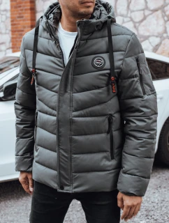 Pánska prešívaná zimná bunda s kapucňou FashionStreet graphite TX5057