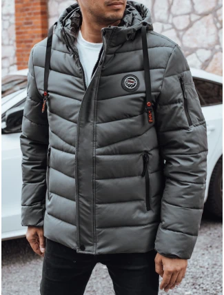 Pánska prešívaná zimná bunda s kapucňou FashionStreet graphite TX5057