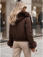 Krátka dámska zimná bunda s kožušinou, hnedá, FashionStreet TY5998