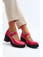 Zazoo 20166 Lakierowane Skórzane Czółenka Fuksja