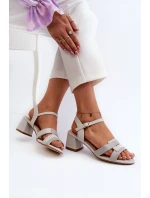 Sandały Damskie Na Obcasie Z Eko Skóry Sergio Leone SK894 Szare