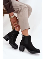 Botki Sztyblety Damskie Na Obcasie Ocieplane Czarne Zelia