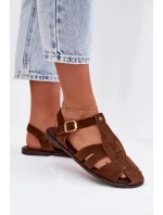 Dámské římské sandály Ploché Hnědé Belanessa