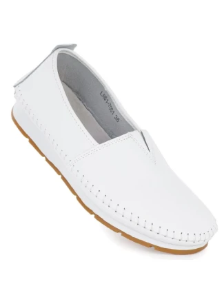Dámske kožené slip-on topánky biele S.Barski LR61-7051