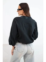 Dámska bavlnená bunda typu bomber na zips, čierna
