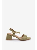 Sandały Damskie Na Klocku Z Eko Zamszu Zielone Leisha Sandały Damskie Na Klocku Z Eko Zamszu Zielone Leisha